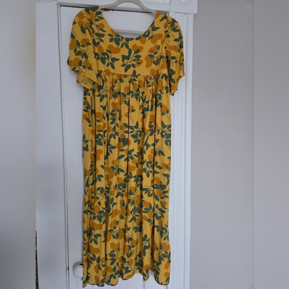 The Tiny Big Sister, Yellow and Green Maxi Dress, Lemon Pattern